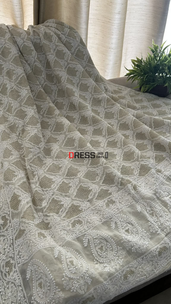 Pure Georgette Zari & Hand Jaali Lucknowi Chikankari Dupatta Chikankari Suits