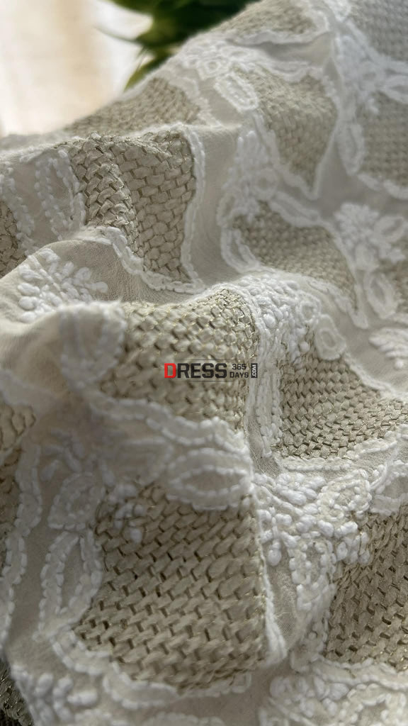 Pure Georgette Zari & Hand Jaali Lucknowi Chikankari Dupatta Chikankari Suits