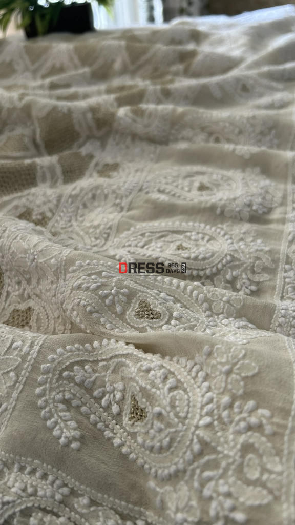 Pure Georgette Zari & Hand Jaali Lucknowi Chikankari Dupatta Chikankari Suits