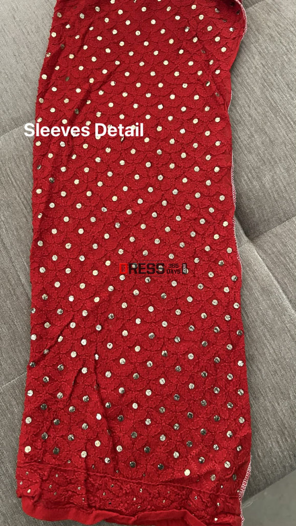 Red Kamdani Chikankari Sharara Set Chikankari Suits
