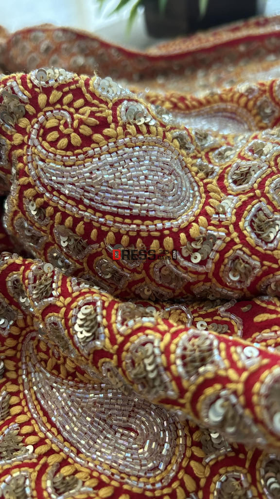 Red Masterpiece Cut Dana & Sequins Work Chikankari Anarkali Suit Chikankari Anarkali