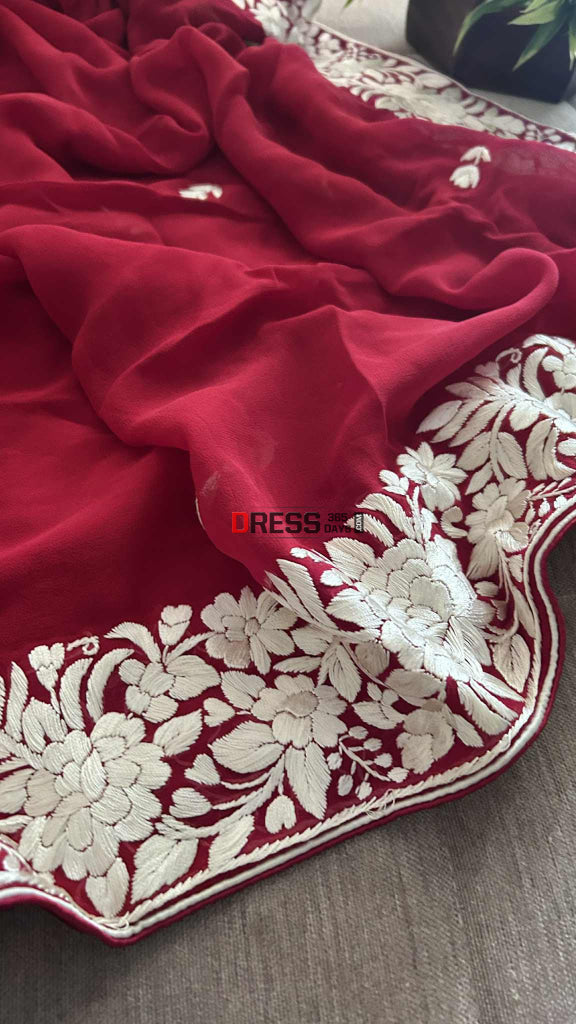 Maroon Embroidered Dupatta main image 1