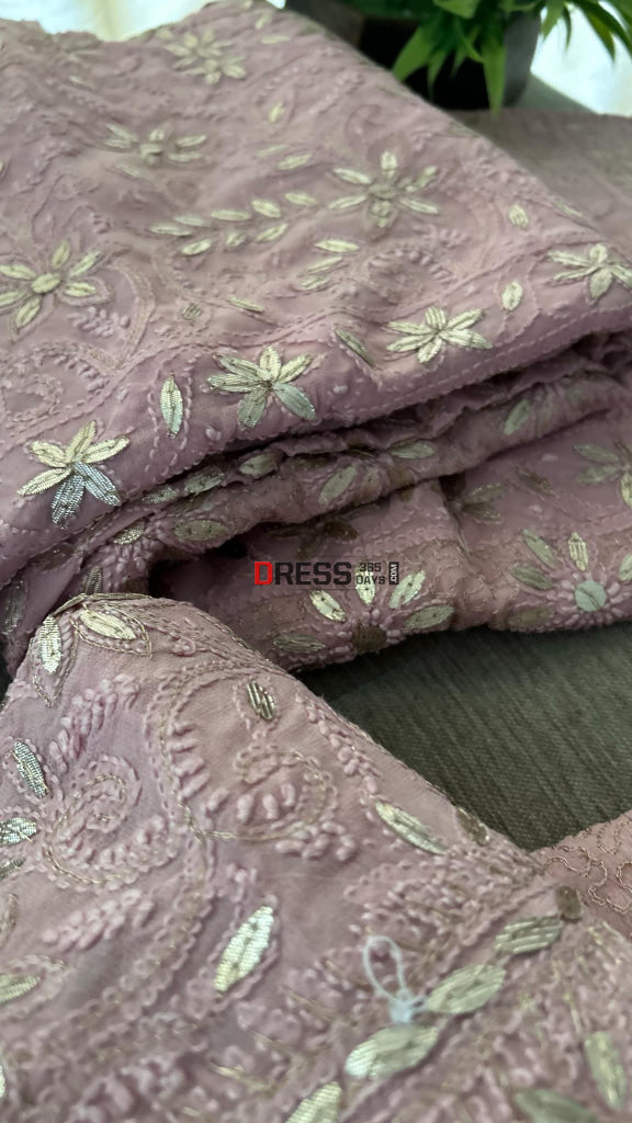 Rose Gold Gota Patti Chikankari Lehenga Set Suits