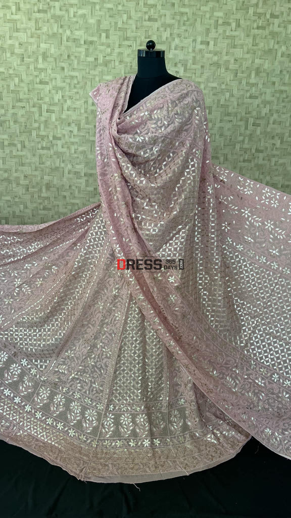 Rose Gold Gota Patti Chikankari Lehenga Set Suits