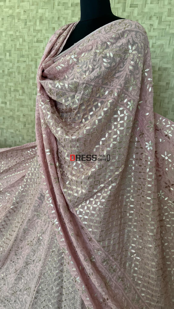 Rose Gold Gota Patti Chikankari Lehenga Set Suits