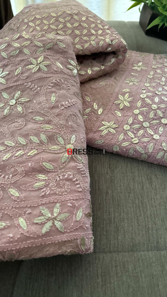 Rose Gold Gota Patti Chikankari Lehenga Set Suits