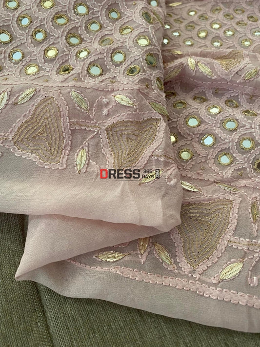 Rose Gold Mirror & Gota Patti Chikankari Suit Suits