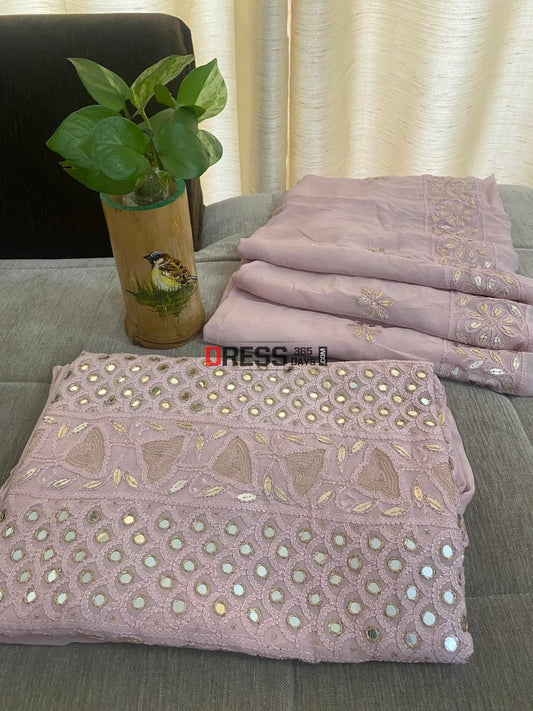 Rose Gold Mirror & Gota Patti Chikankari Suit Suits