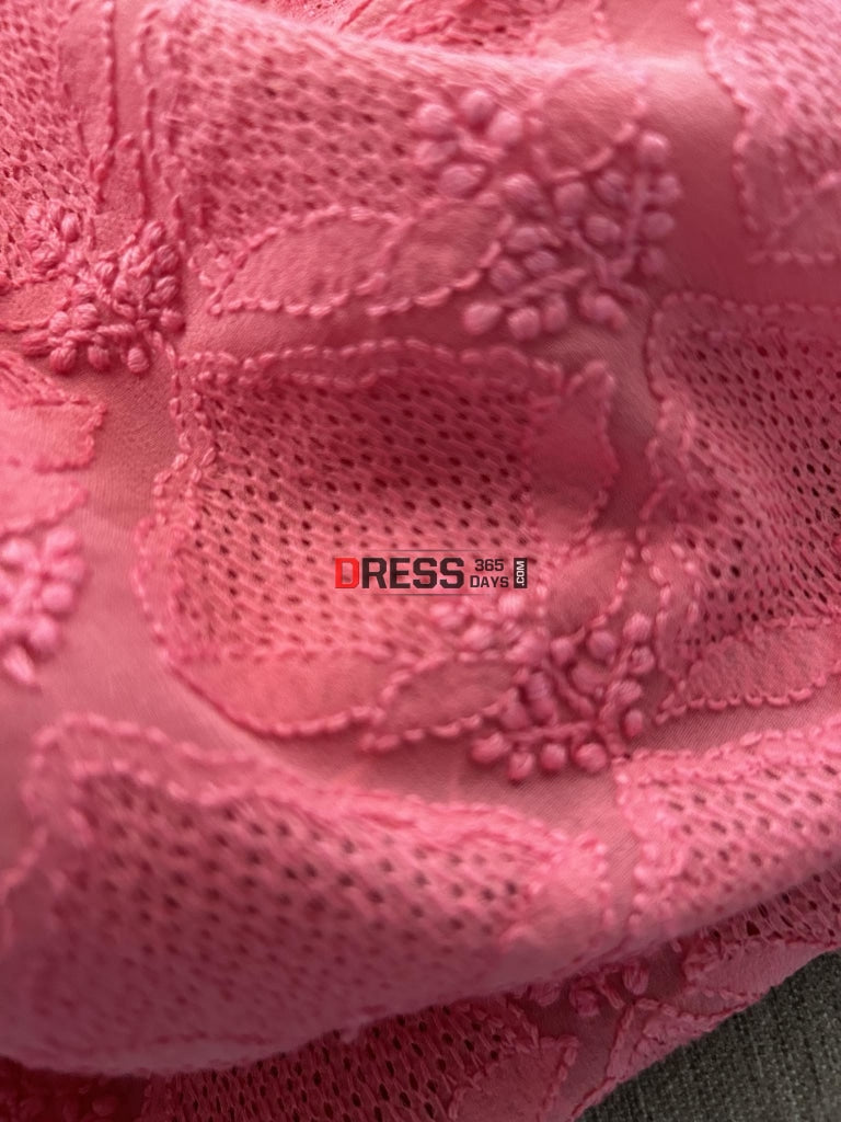 Rose Pink Hand Jaali Lucknowi Chikankari Suit Suits