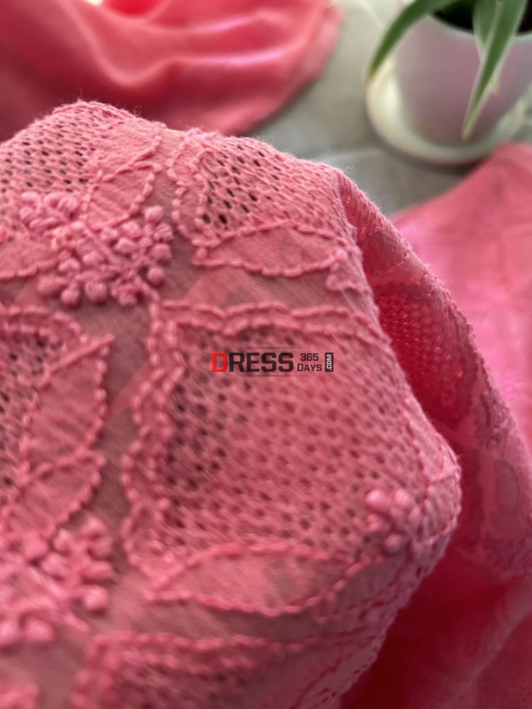 Rose Pink Hand Jaali Lucknowi Chikankari Suit Suits