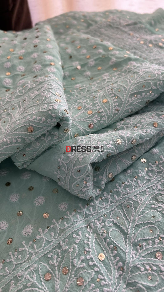 Chikankari Viscose Georgette Suit ( Parsi Work )