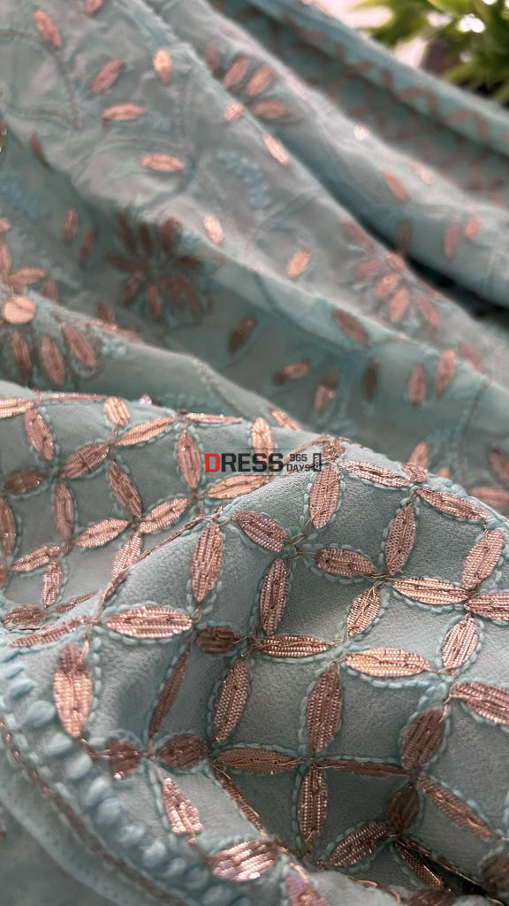 Sea Green Gota Patti Chikankari Anarkali Suit (Anarkali And Dupatta)