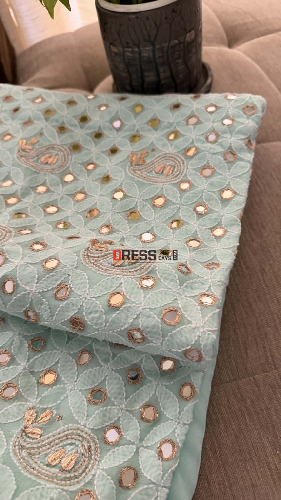 Sea Green Mirror & Gota Patti Chikankari Suit - Chikankari Suits
