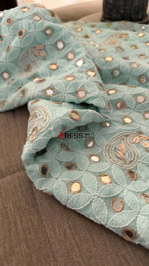 Sea Green Mirror & Gota Patti Chikankari Suit - Chikankari Suits