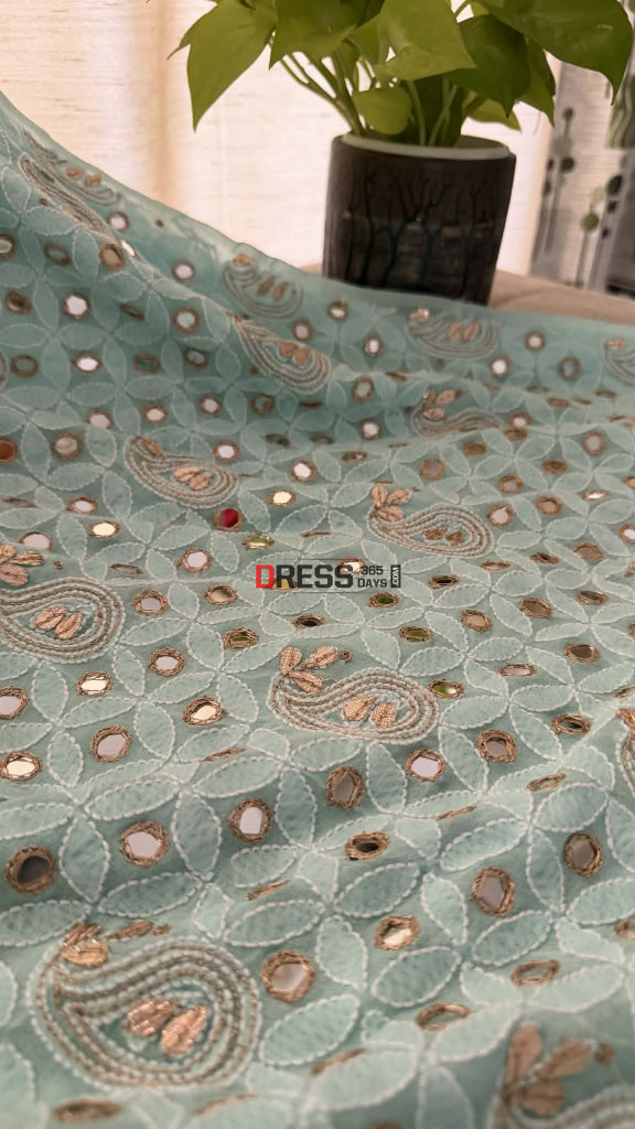 Sea Green Mirror & Gota Patti Chikankari Suit - Chikankari Suits
