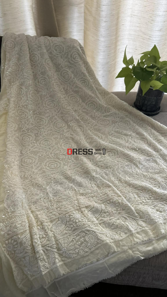 Soft Yellow Chikankari Pearl Suit (Kurta & Dupatta) - Chikankari Suits