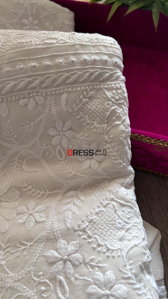 Super Fine Front Back Embroidered Chikankari & Hand Jaali Suit Suits