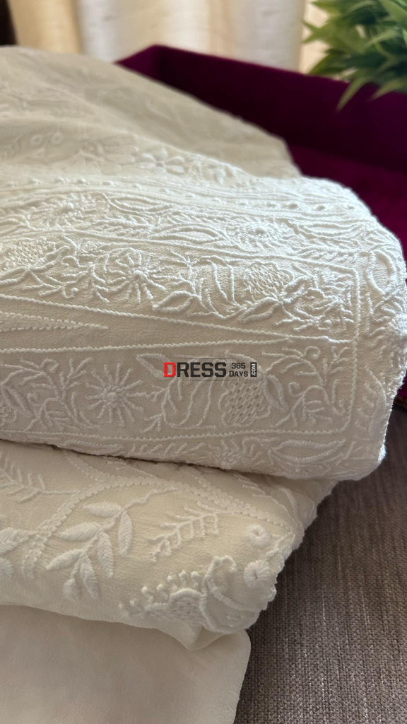 Super Fine Front Back Embroidered Chikankari & Hand Jaali Suit Suits