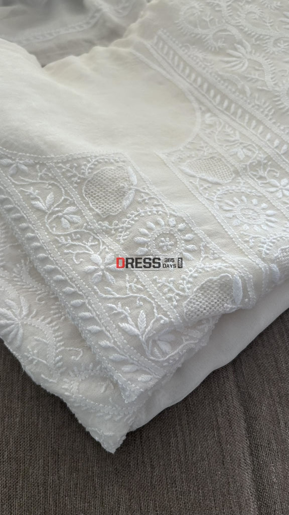 Super Fine Front Back Embroidered Chikankari & Jaali Suit Suits