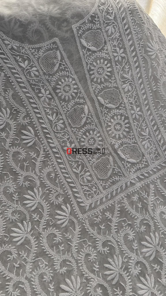 Super Fine Front Back Embroidered Chikankari & Jaali Suit Suits