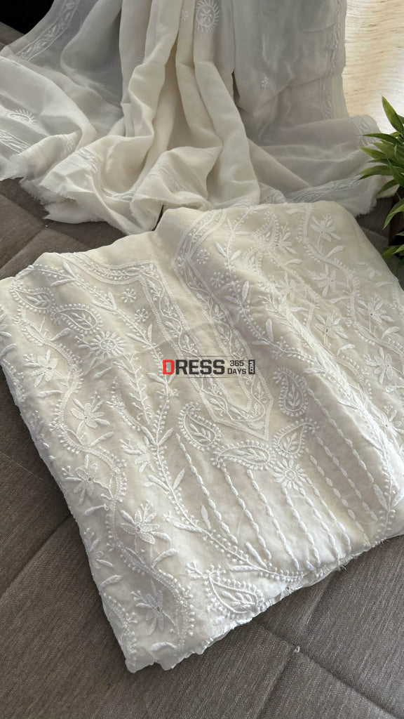 Super Fine Front Back Embroidered Chikankari Suit Chikankari Suits