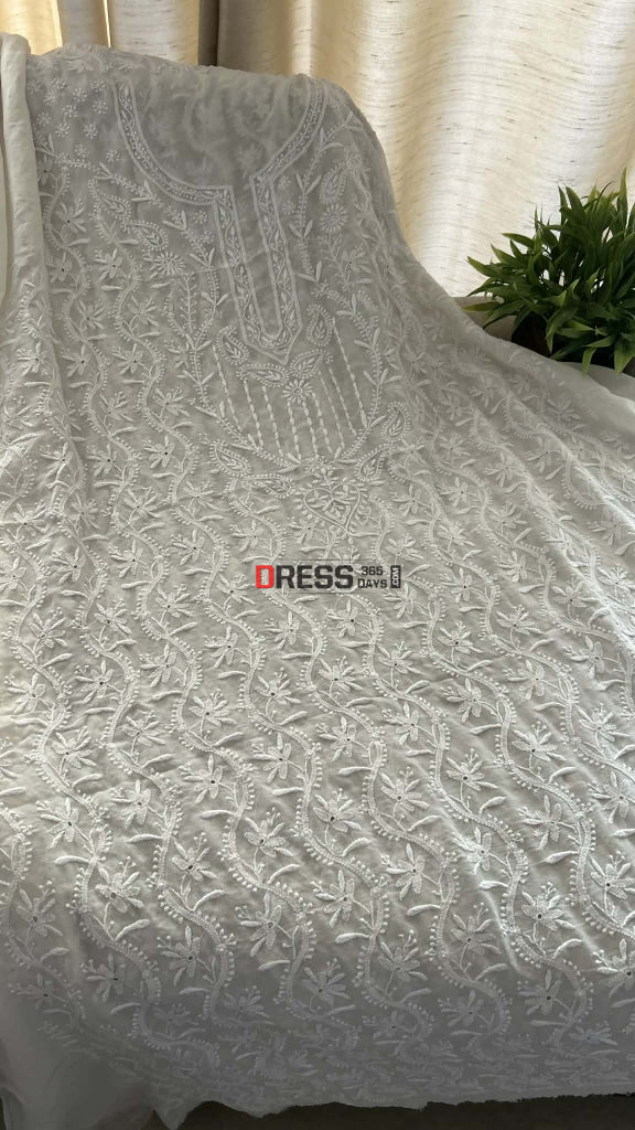 Super Fine Front Back Embroidered Chikankari Suit Chikankari Suits