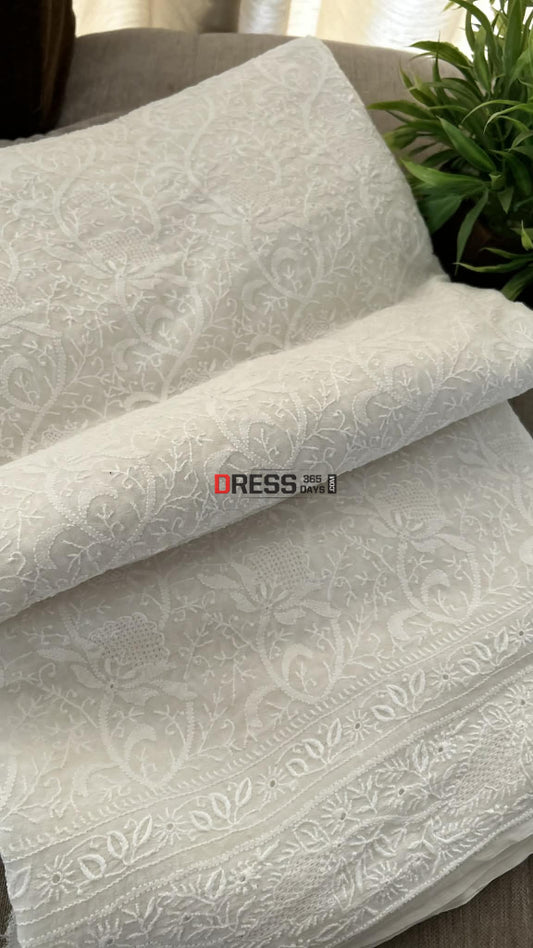 Super Fine Two Taar Chikankari & Jaali Work Saree Chikankari Saree