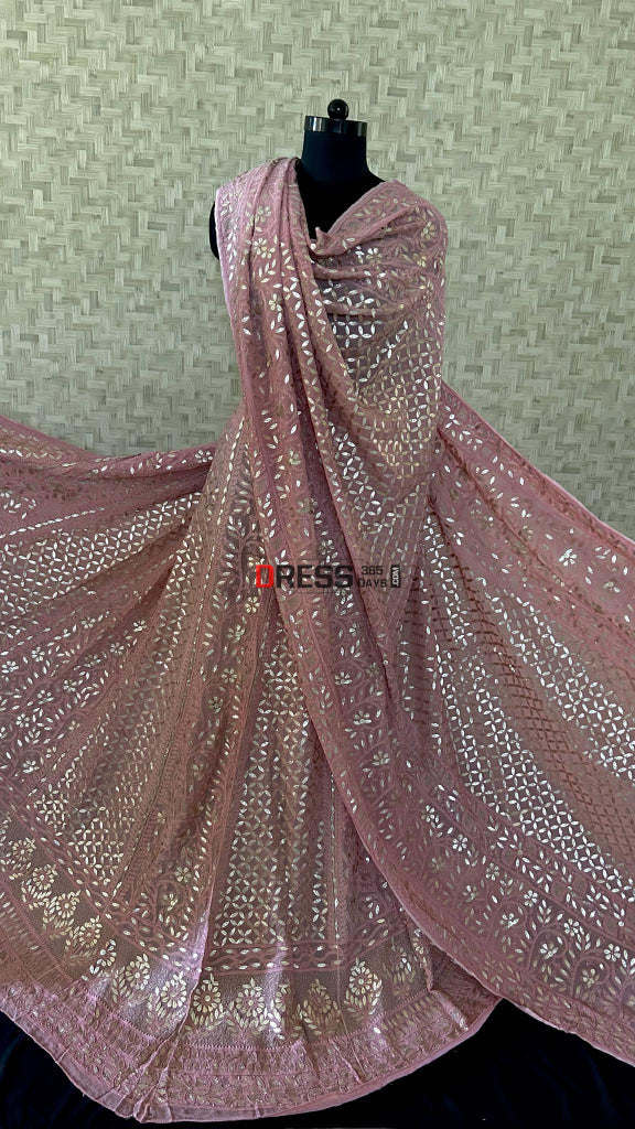 Taupe Gota Patti Chikankari Lehenga Set Suits