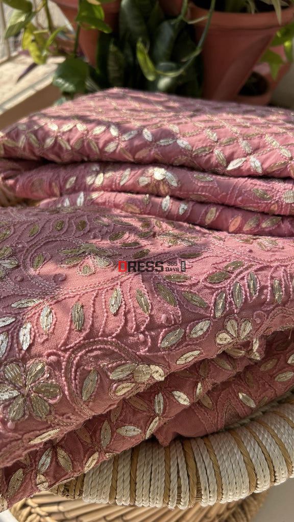 Taupe Gota Patti Chikankari Lehenga Set Suits
