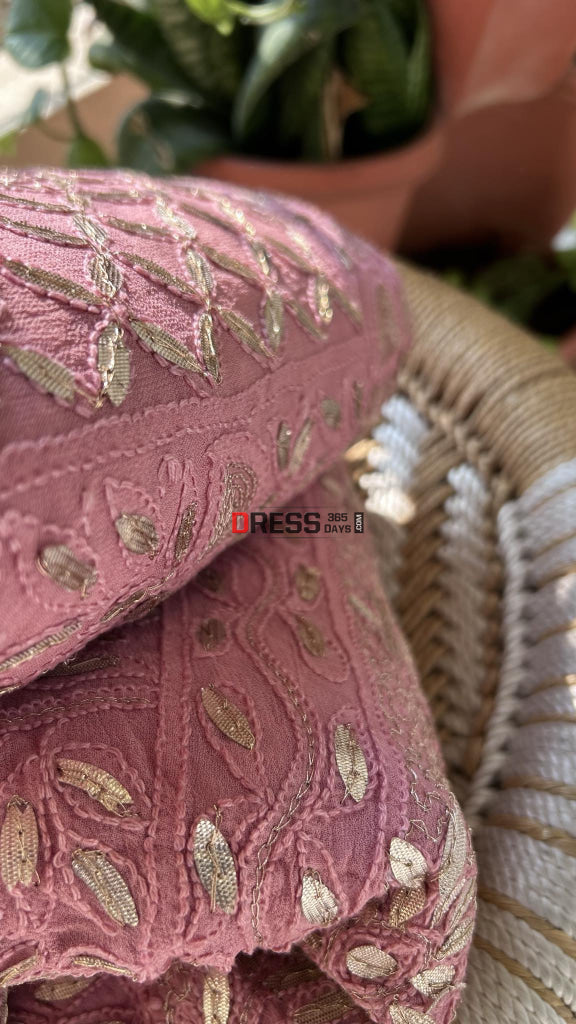 Taupe Gota Patti Chikankari Lehenga Set Suits