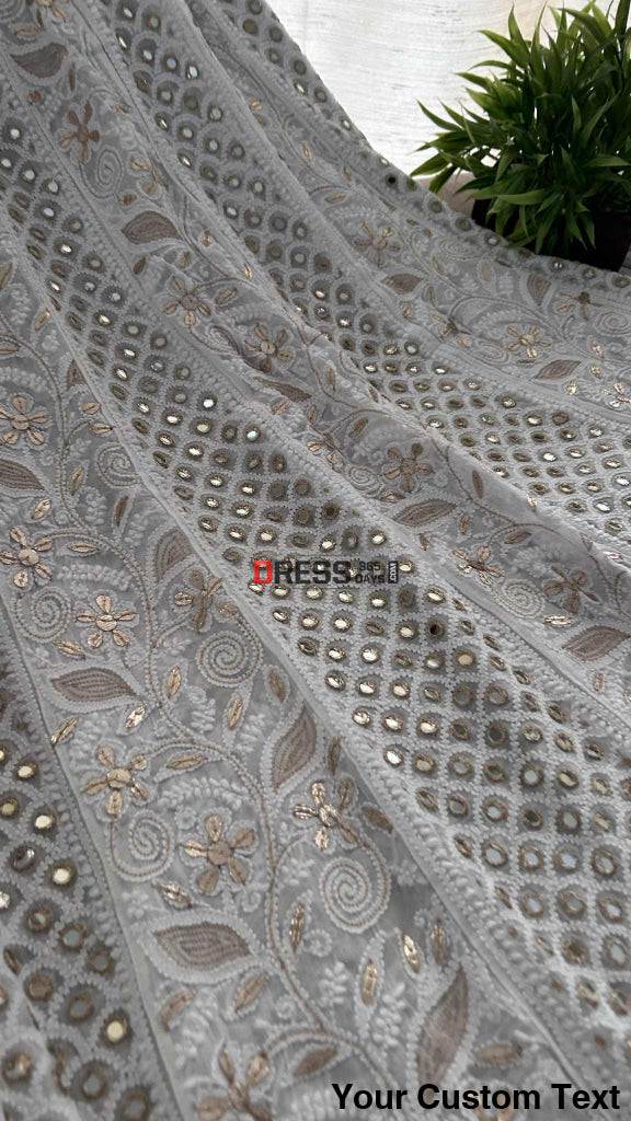 White Mirror & Gota Patti Chikankari Anarkali Suit Chikankari Anarkali