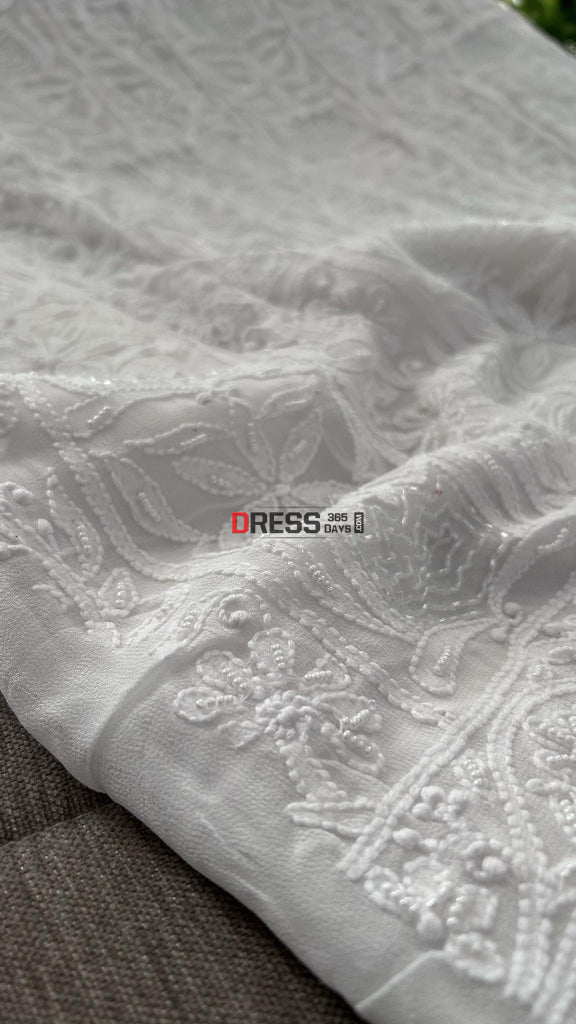 White Pearl Chikankari Suit