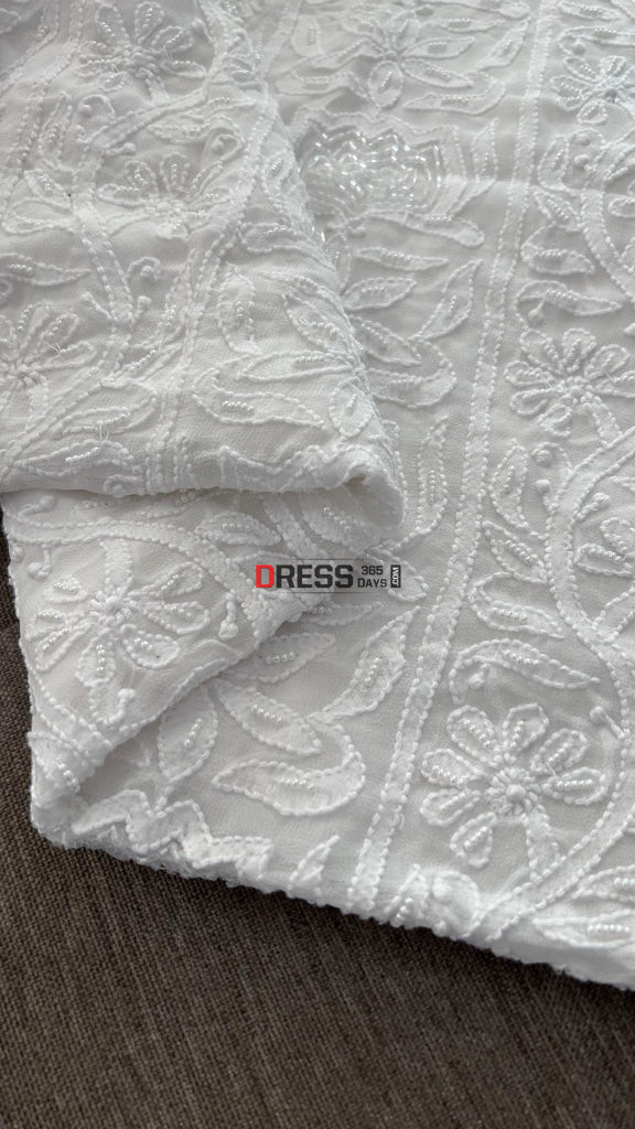 White on white Chikankari Embroidery