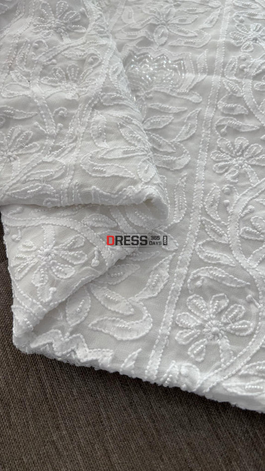 White on white Chikankari Embroidery
