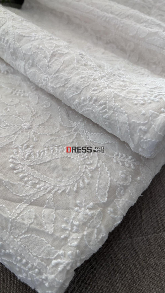 White Pure Georgette Ivory Chikankari Dupatta