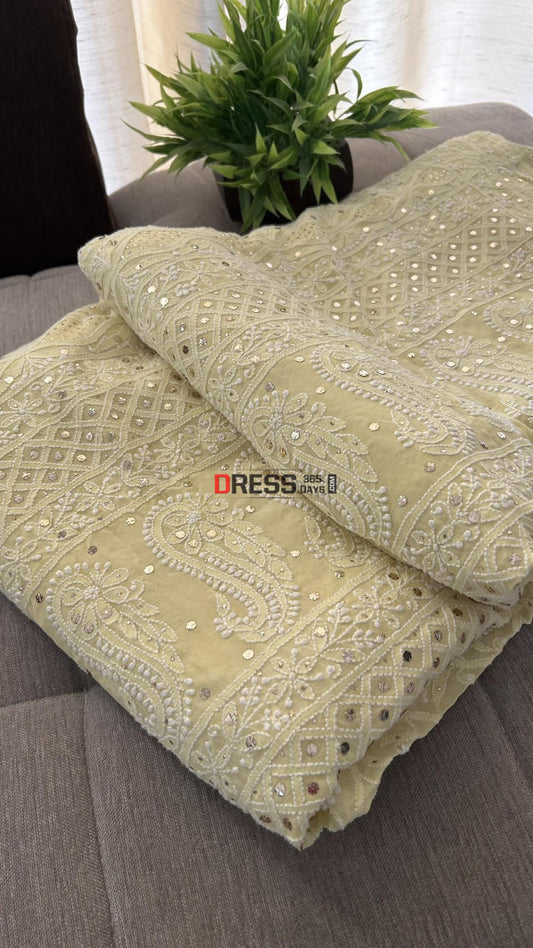 Yellow Chikankari Mukaish Saree