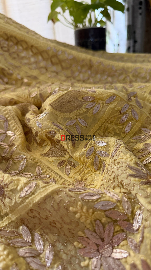 Yellow Gota Patti Chikankari Anarkali Suit (Anarkali And Dupatta) - Chikankari Anarkali