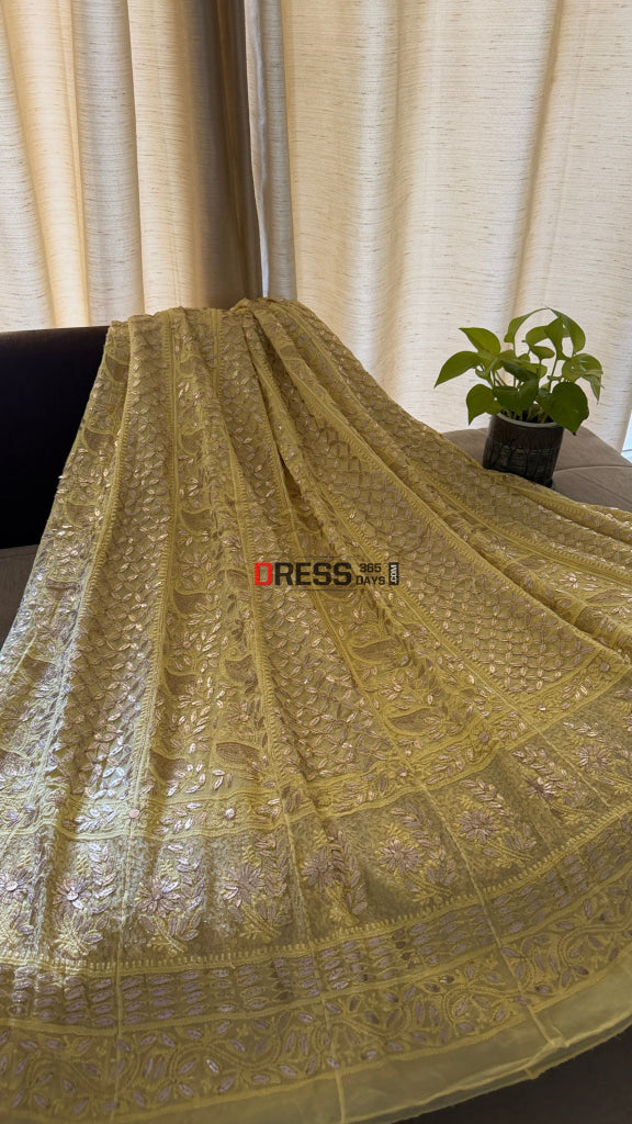 Yellow Gota Patti Chikankari Anarkali Suit (Anarkali And Dupatta) - Chikankari Anarkali
