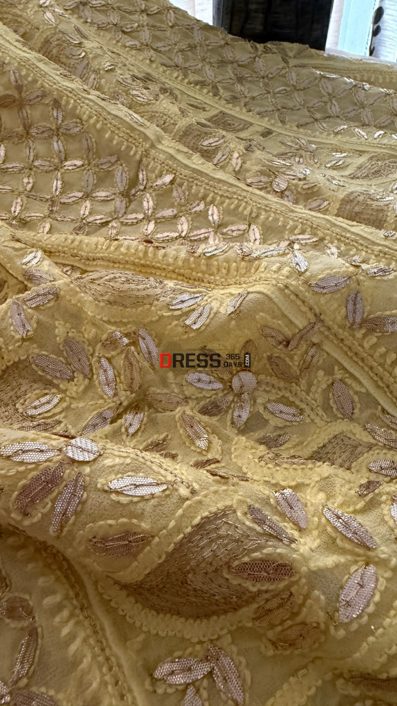 Yellow Gota Patti Chikankari Anarkali Suit (Anarkali And Dupatta) - Chikankari Anarkali