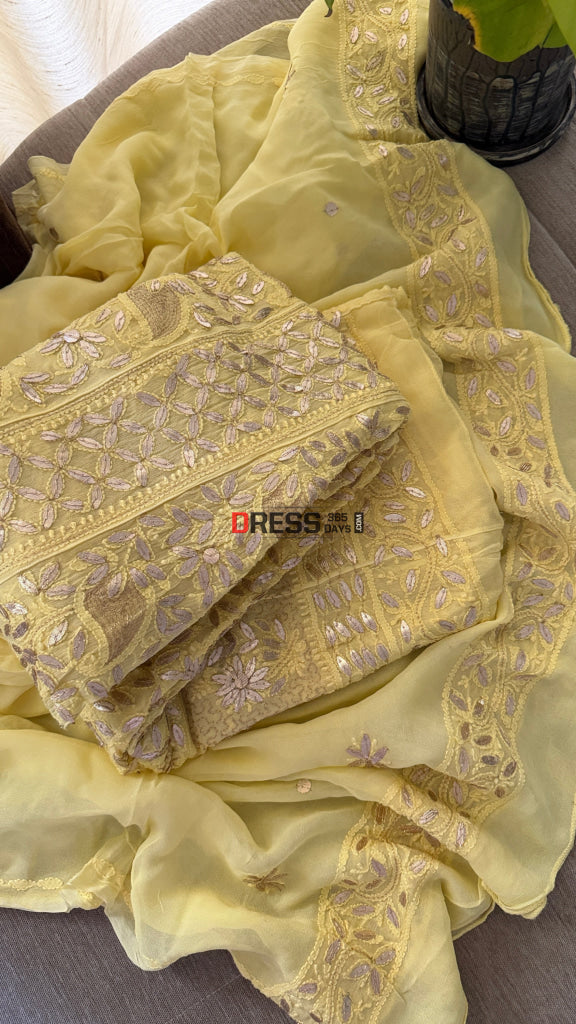 Yellow Gota Patti Chikankari Anarkali Suit (Anarkali And Dupatta) - Chikankari Anarkali