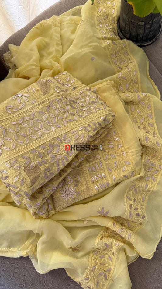 Yellow Gota Patti Chikankari Anarkali Suit (Anarkali And Dupatta) - Chikankari Anarkali