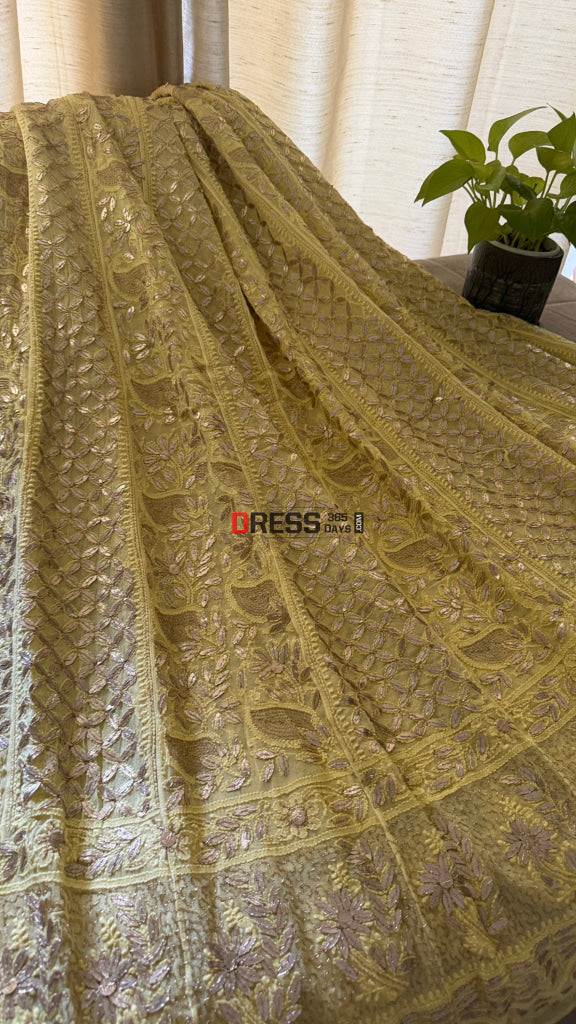 Yellow Gota Patti Chikankari Anarkali Suit (Anarkali And Dupatta) - Chikankari Anarkali