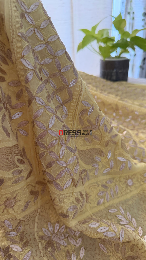 Yellow Gota Patti Chikankari Anarkali Suit (Anarkali And Dupatta) - Chikankari Anarkali