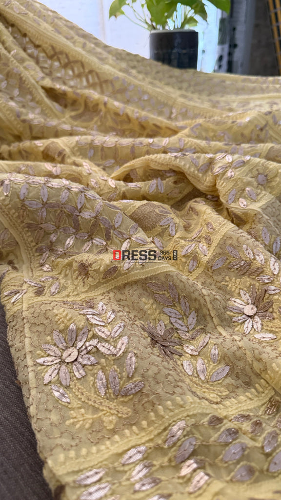 Yellow Gota Patti Chikankari Anarkali Suit (Anarkali And Dupatta) - Chikankari Anarkali