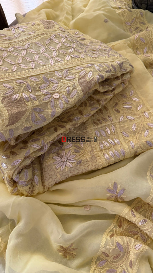Yellow Gota Patti Chikankari Anarkali Suit (Anarkali And Dupatta) - Chikankari Anarkali