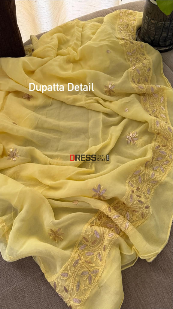 Yellow Gota Patti Chikankari Anarkali Suit (Anarkali And Dupatta) - Chikankari Anarkali