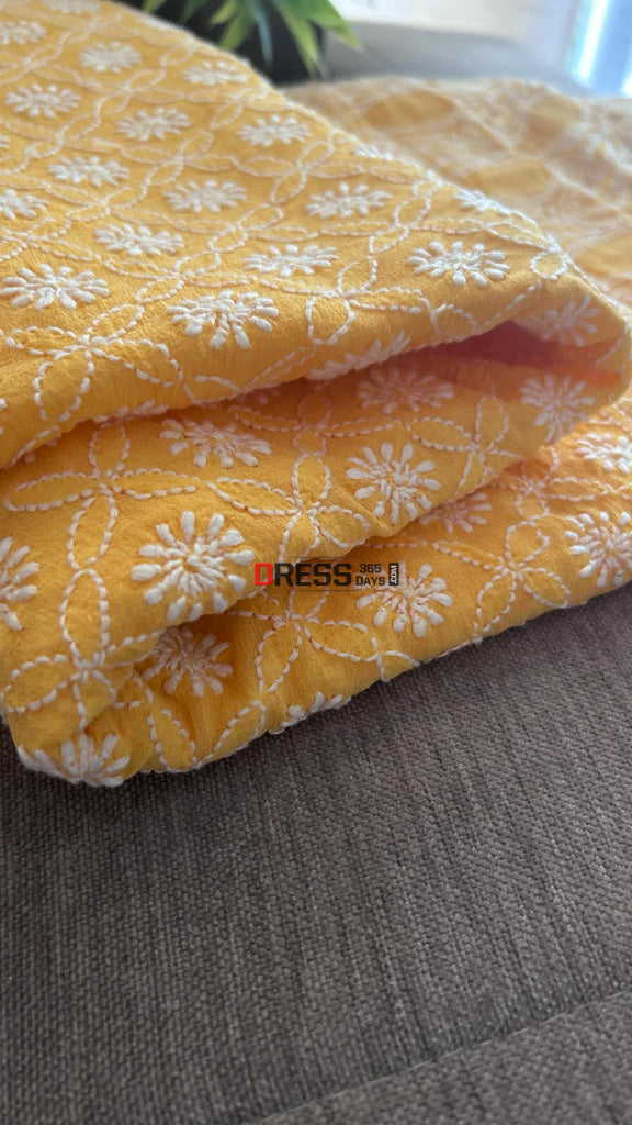 Yellow Lucknowi Chikankari Dupatta