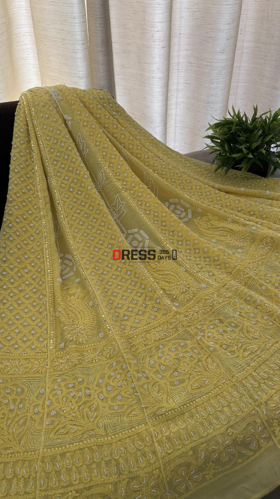 Yellow Pearl Chikankari Anarkali (Anarkali & Dupatta)