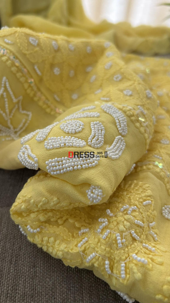 Yellow Pearl Chikankari Anarkali (Anarkali & Dupatta)