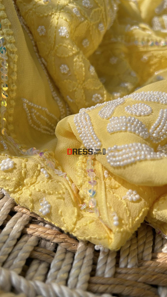 Yellow Pearl Chikankari Anarkali (Anarkali & Dupatta)